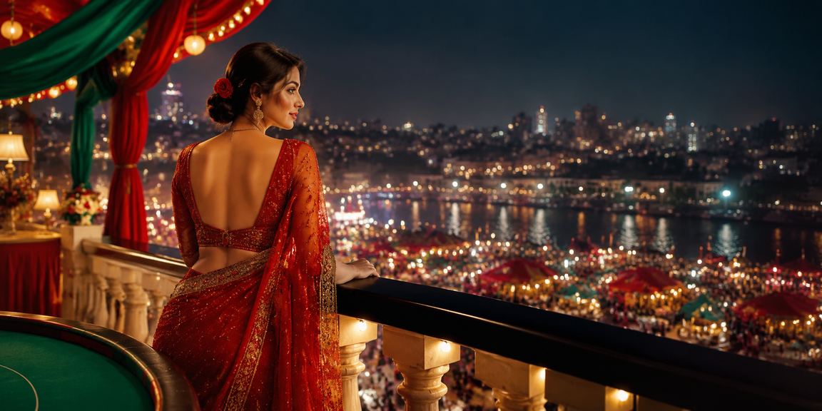 A Bangladeshi female member enjoying okgo baccarat in traditional attire in Khulna